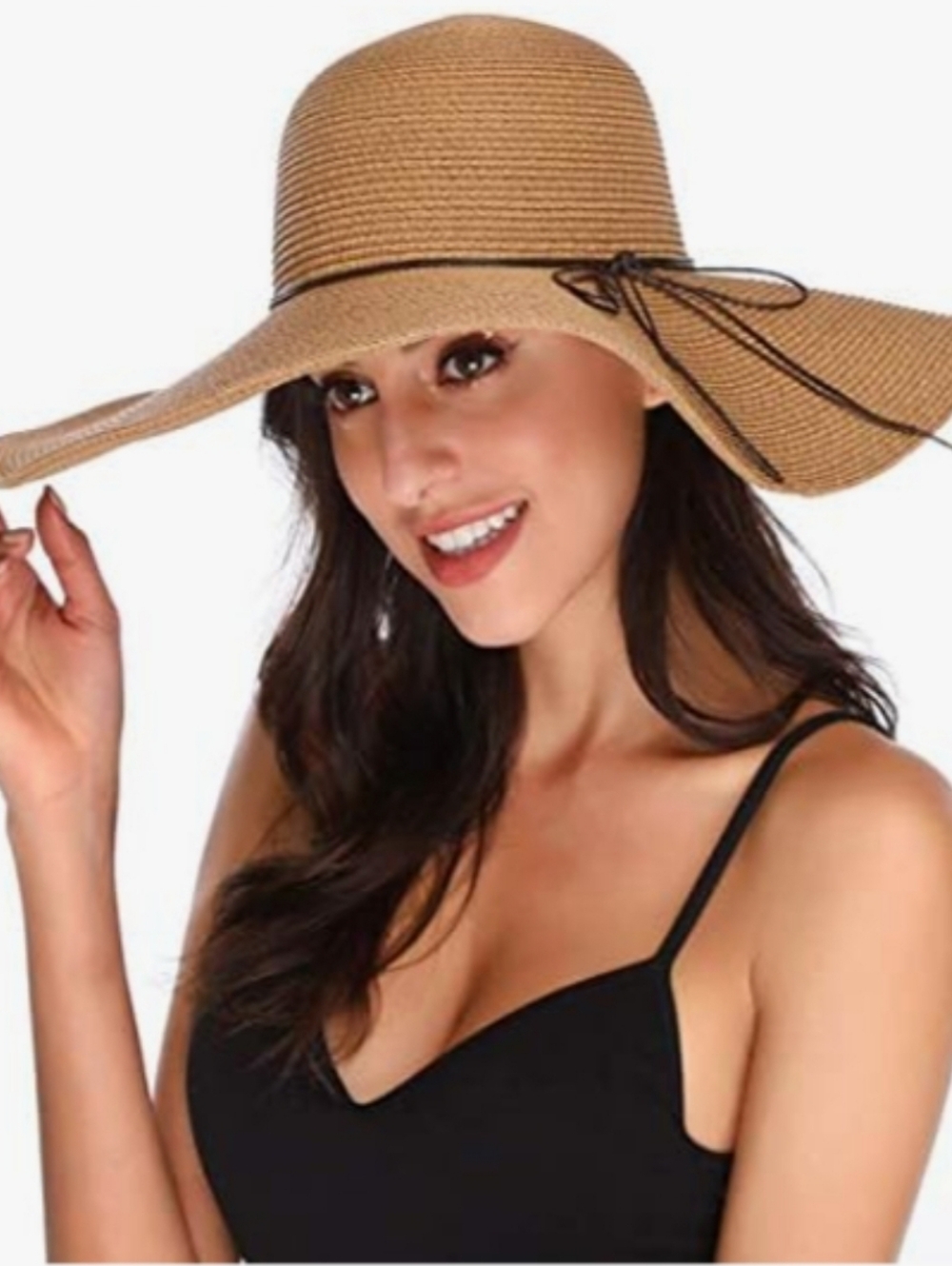 Women's Wide Brim Tan Straw Sun Hat Size 57cm NWOT